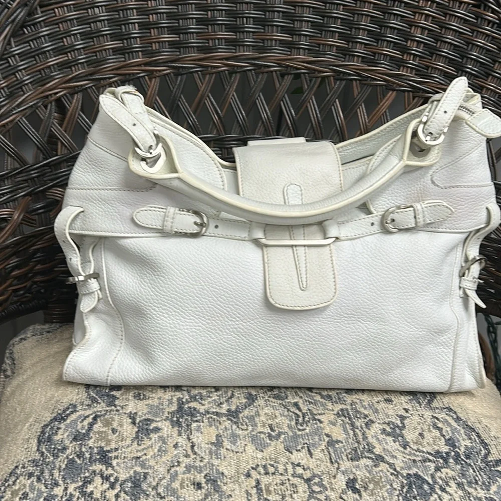 🤍 JIMMY CHOO White Pebbled Bag – Preloved Luxury 🤍